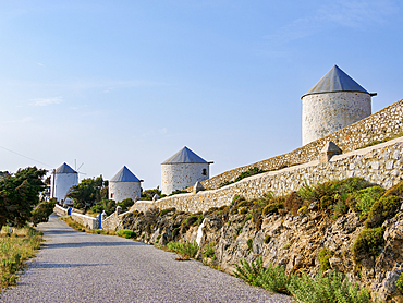 Windmills of Pandeli, Leros Island, Dodecanese, Greek Islands, Greece, Europe