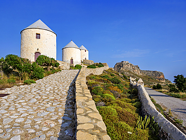 Windmills of Pandeli, Leros Island, Dodecanese, Greek Islands, Greece, Europe