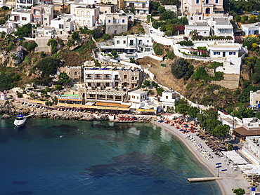 Pandeli Beach, elevated view, Leros Island, Dodecanese, Greek Islands, Greece, Europe