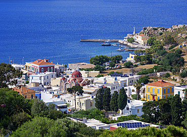 Agia Marina, elevated view, Leros Island, Dodecanese, Greek Islands, Greece, Europe