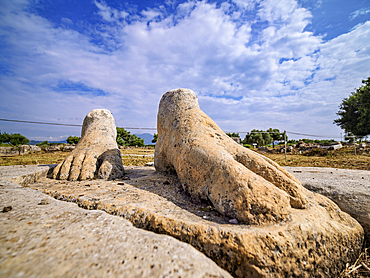 Sculpture Feet at Heraion of Samos, UNESCO World Heritage Site, Ireo, Samos Island, North Aegean, Greek Islands, Greece, Europe