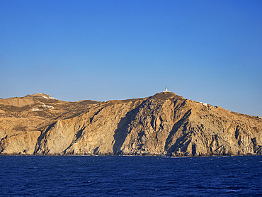 View towards the Armenistis Lighthouse, Mykonos Island, Cyclades, Greek Islands, Greece, Europe