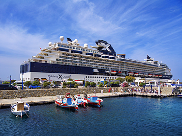 Cruise Ship at the Mykonos New Port, Mykonos Island, Cyclades, Greek Islands, Greece, Europe