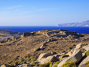 View from Mount Kynthos, Delos Archaeological Site, UNESCO World Heritage Site, Delos Island, Cyclades, Greek Islands, Greece, Europe