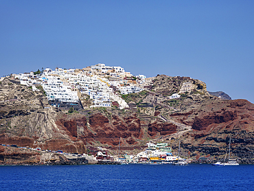 View towards Oia Village, Santorini (Thira) Island, Cyclades, Greek Islands, Greece, Europe