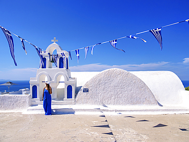 Transfiguration of Sotiros Christos Chapel, Oia Village, Santorini (Thira) Island, Cyclades, Greek Islands, Greece, Europe