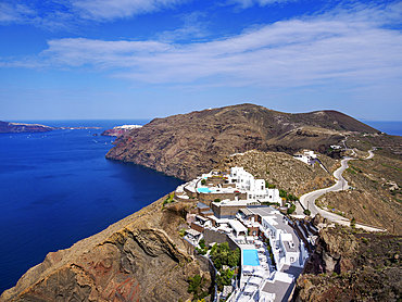 Hotels at the edge of the caldera, Santorini (Thira) Island, Cyclades, Greek Islands, Greece, Europe