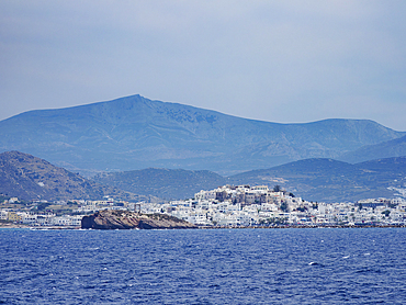 View towards Chora, Naxos City, Naxos Island, Cyclades, Greek Islands, Greece, Europe