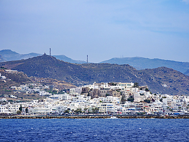 View towards Chora, Naxos City, Naxos Island, Cyclades, Greek Islands, Greece, Europe