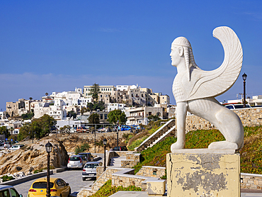 Sphinx of the Naxians at Chora, Naxos City, Naxos Island, Cyclades, Greek Islands, Greece, Europe