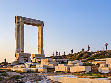 Temple of Apollo at sunset, Chora, Naxos City, Naxos Island, Cyclades, Greek Islands, Greece, Europe