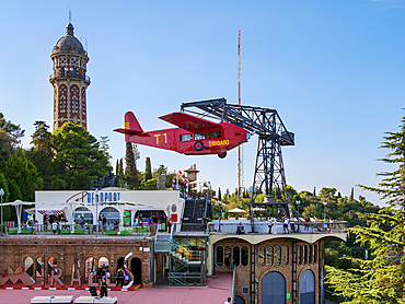 T1 Avio Ride at the Tibidabo Amusement Park, Mount Tibidabo, Barcelona, Catalonia, Spain