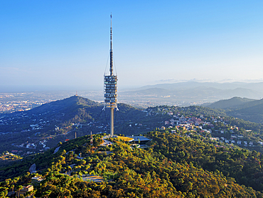 Torre de Collserola at sunset, Mount Tibidabo, Barcelona, Catalonia, Spain, Europe