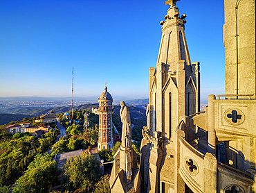 Sculpture at the Temple Expiatori del Sagrat Cor and Torre de les Aigues de Dos Rius, Mount Tibidabo, Barcelona, Catalonia, Spain, Europe