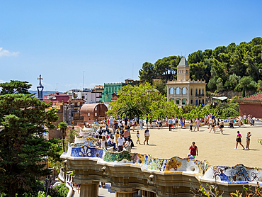 Central Terrace, Park Guell, UNESCO World Heritage Site, Barcelona, Catalonia, Spain, Europe