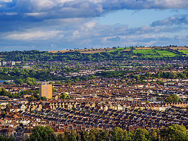 Cityscape seen from Cabot Tower in Brandon Hill Park, Bristol, England, United Kingdom