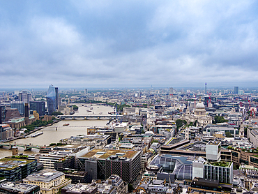 View towards St. Paul's Cathedral and River Thames, London, England, United Kingdom, Europe