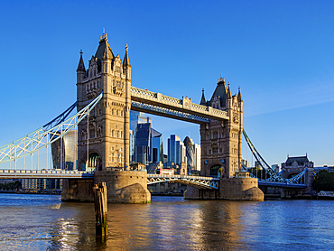 Tower Bridge at sunrise, London, England, United Kingdom, Europe