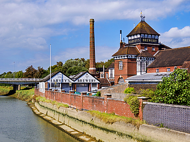 Harvey's Brewery and River Ouse, Lewes, East Sussex, England, United Kingdom, Europe