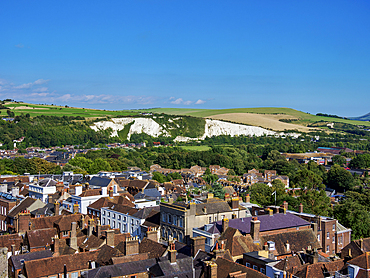 Townscape seen from the castle, Lewes, East Sussex, England, United Kingdom, Europe