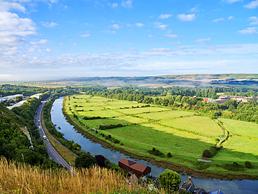 River Ouse, elevated view, Lewes, East Sussex, England, United Kingdom, Europe