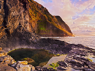 View of the cliffs near the Ponta de Sao Jorge, Madeira, Portugal, Atlantic Ocean, Europe