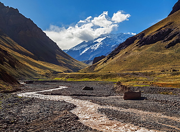 Aconcagua Mountain and Horcones River, Aconcagua Provincial Park, Central Andes, Mendoza Province, Argentina, South America