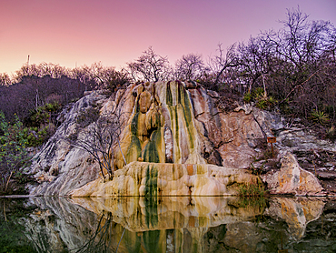 Petrified Waterfall at dusk, Hierve el Agua, San Lorenzo Albarradas, Oaxaca State, Mexico
