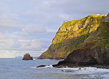 View of the cliffs near the Ponta de Sao Jorge, Madeira, Portugal, Atlantic Ocean, Europe