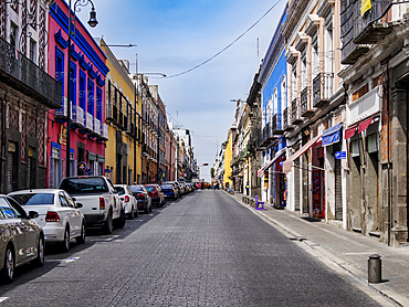 Street of the Old Town, City of Puebla, Puebla State, Mexico