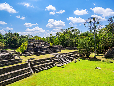 Temple of the Wooden Lintel, elevated view, Plaza A, Caracol Archaeological Site, Cayo District, Belize