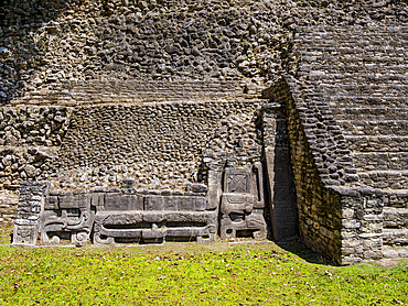 Mayan Ruins at Plaza A, detailed view, Caracol Archaeological Site, Cayo District, Belize
