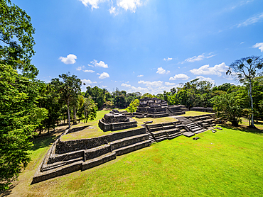 Temple of the Wooden Lintel, elevated view, Plaza A, Caracol Archaeological Site, Cayo District, Belize