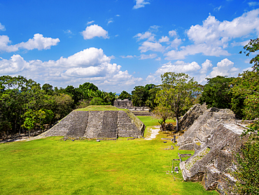 Xunantunich Archaeological Site, elevated view from El Castillo, Cayo District, Belize