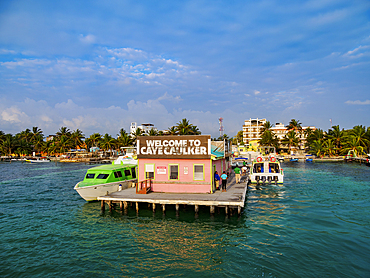 Ferry terminal at the waterfront of Caye Caulker, Belize District, Belize