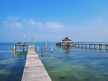Jetty at the waterfront of Caye Caulker, Belize District, Belize