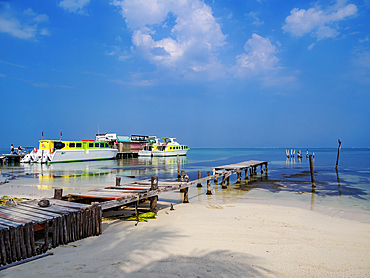 Ferry terminal at the waterfront of Caye Caulker, Belize District, Belize