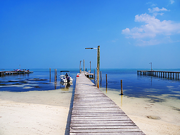 Jetty at the waterfront of Caye Caulker, Belize District, Belize