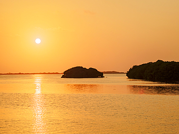 San Pedro Lagoon at sunset, San Pedro Town, Ambergris Caye, Belize District, Belize
