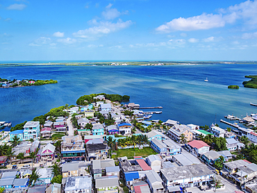 San Pedro Town, Ambergris Caye, aerial view, Belize District, Belize
