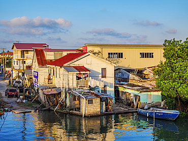 Haulover Creek at sunset, Belize City, Belize District, Belize
