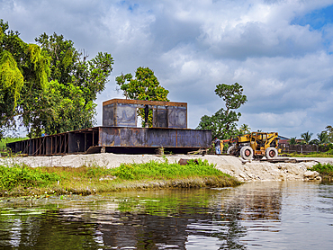 Shipyard seen from the New River, Orange Walk District, Belize