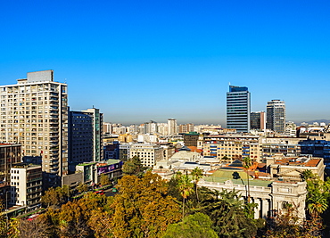 Cityscape seen from the Santa Lucia Hill, Santiago, Chile, South America