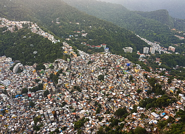 Rocinha Favela, elevated view, Rio de Janeiro, Brazil, South America