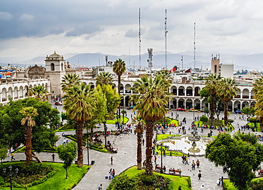 Plaza de Armas, elevated view, Arequipa, Peru, South America