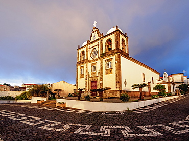 Church in Lajes das Flores at sunrise, Flores Island, Azores, Portugal, Atlantic, Europe