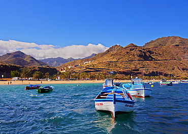 Colourful fishing boats by the Las Teresitas Beach, San Andres, Tenerife Island, Canary Islands, Spain, Atlantic, Europe