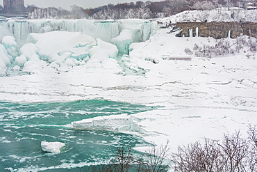 Frozen Niagara Falls in March, Ontario, Canada, North America