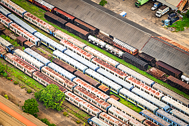 January 2025, Colombo, Sri Lanka. Views of trains from the Lotus Tower