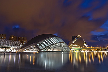 City of Arts and Sciences at night, Valencia, Spain, Europe